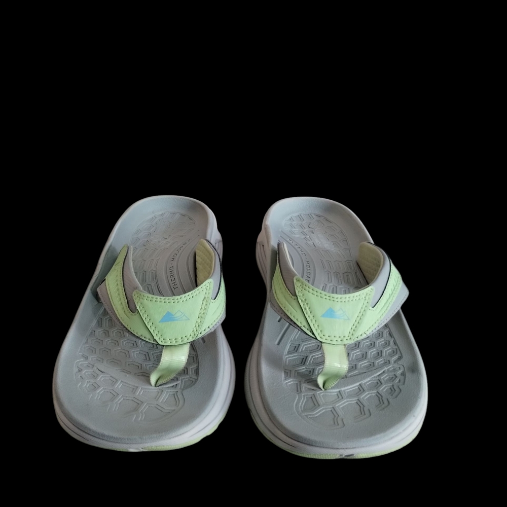 Adidas Lime Green and White Flip Flops - Picture 9 of 12